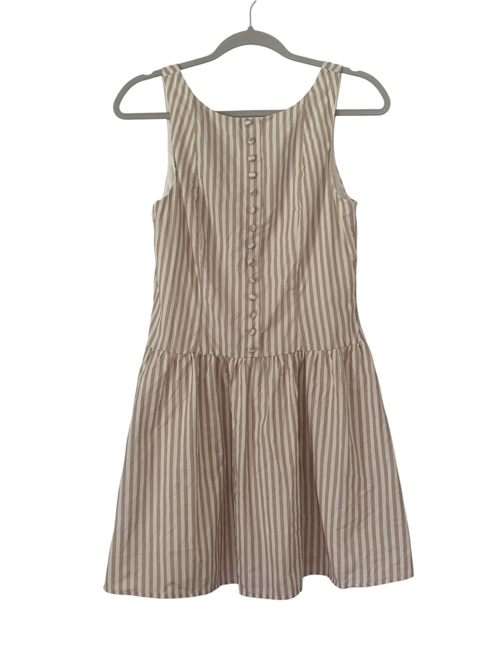 Altar'd State Striped Mini Dress Cottagecore Sun Dress Tan White Button Detail M